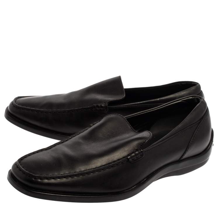 Pre Owned Tod's Black Leather Slip On Loafers Size 41