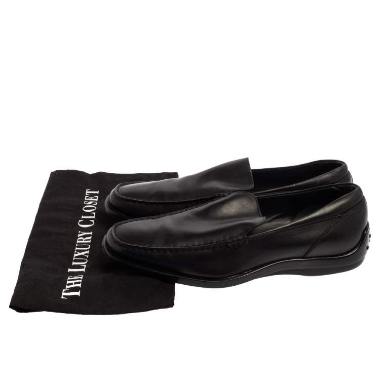 Pre Owned Tod's Black Leather Slip On Loafers Size 41