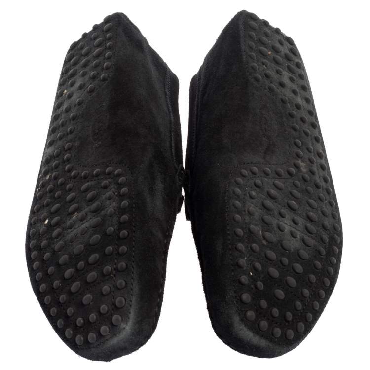 Pre Owned Tod's Black Suede Double T Slip On Loafers Size 43