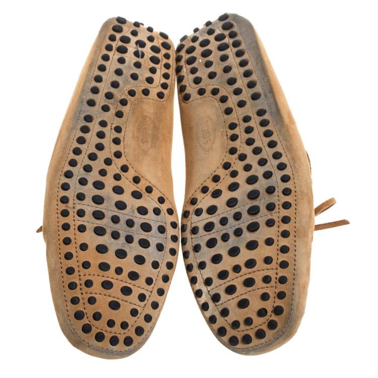 Pre Owned Tod's Tan Suede Gommino Driving Slip On Loafers Size 43