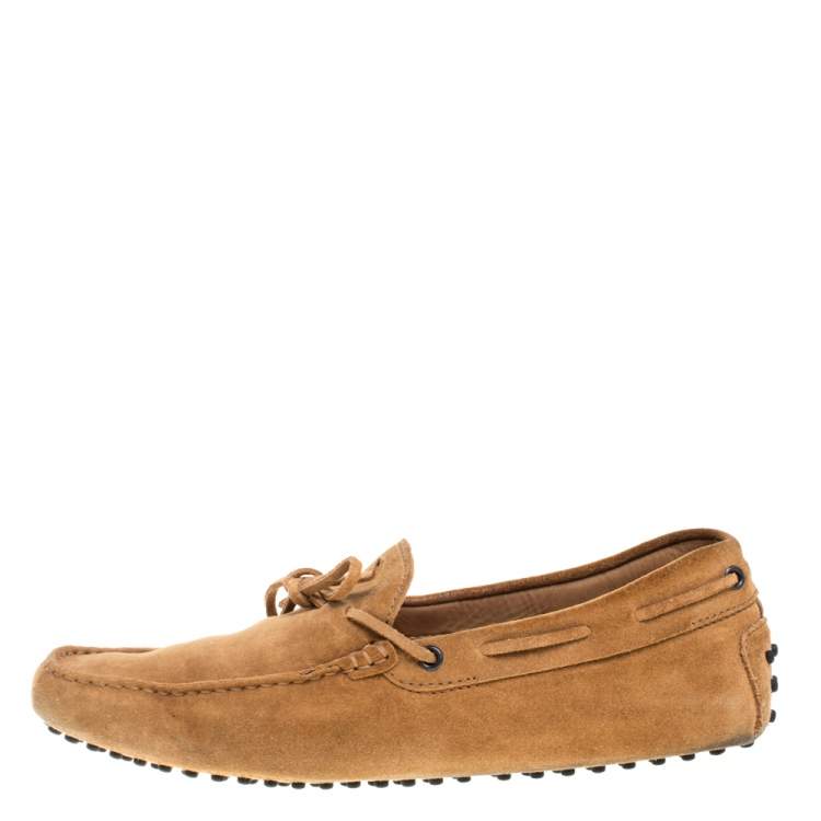 Pre Owned Tod's Tan Suede Gommino Driving Slip On Loafers Size 43