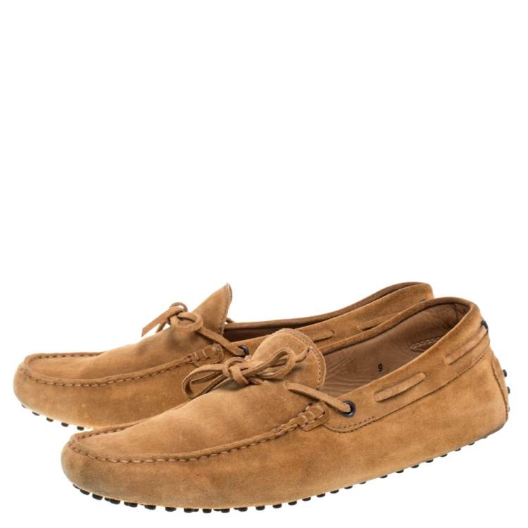 Pre Owned Tod's Tan Suede Gommino Driving Slip On Loafers Size 43