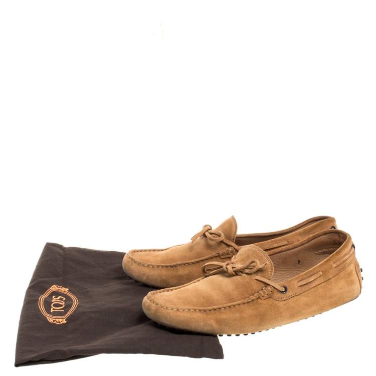 Pre Owned Tod's Tan Suede Gommino Driving Slip On Loafers Size 43