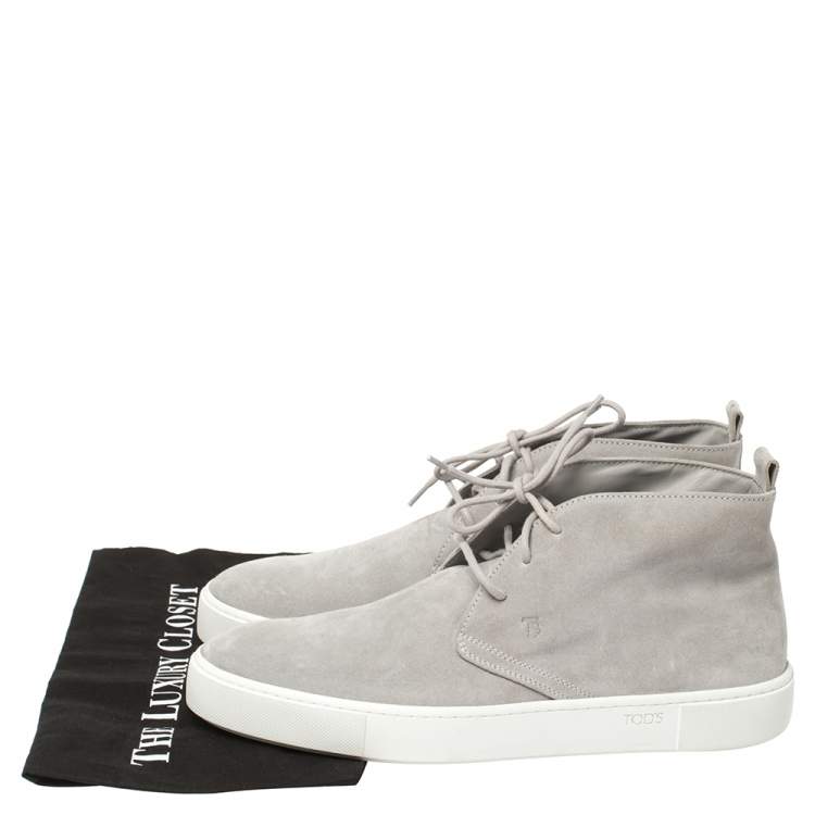 مملوكة مسبقًا Tods Grey Suede High Top Sneaker Size 44.5