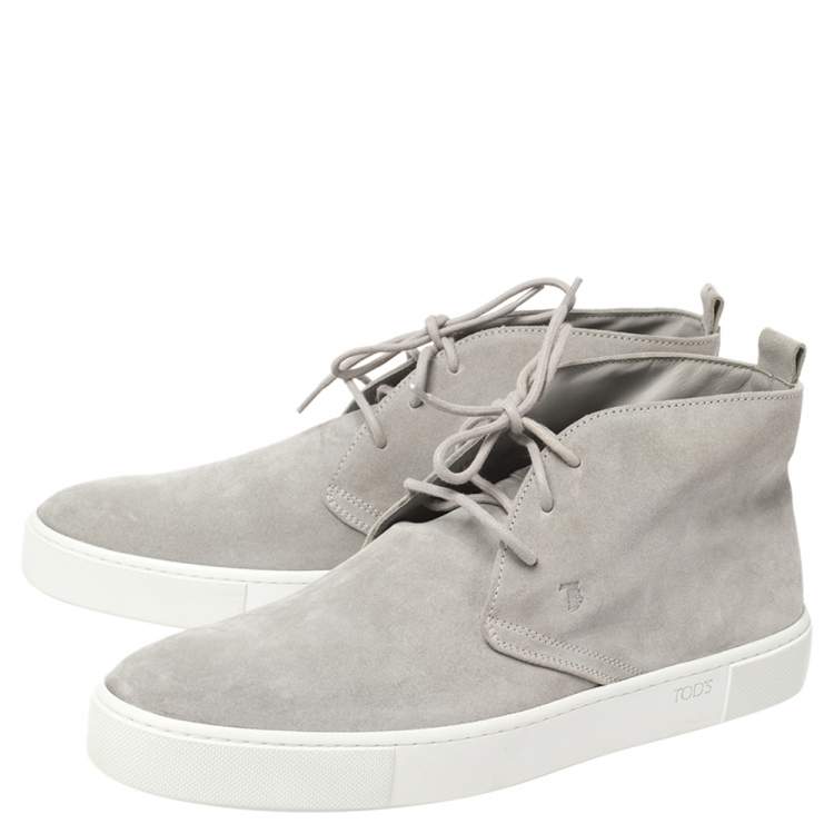 مملوكة مسبقًا Tods Grey Suede High Top Sneaker Size 44.5