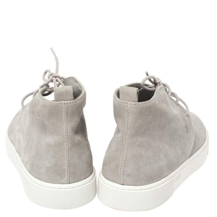 مملوكة مسبقًا Tods Grey Suede High Top Sneaker Size 44.5