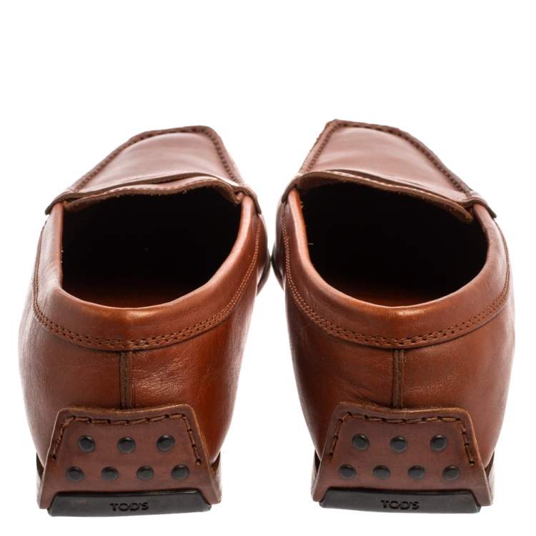Pre Owned Tod's Brown Leather Penny Slip On Loafers Size 40.5