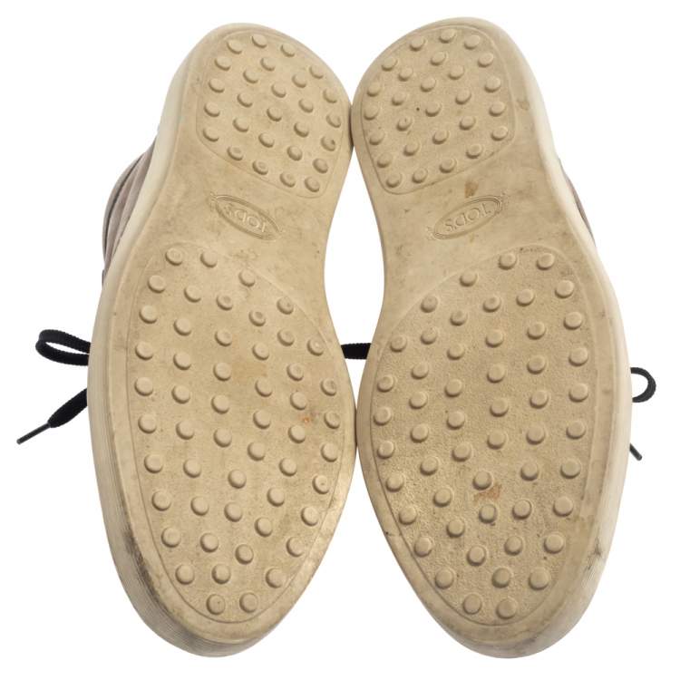 Pre Owned Tods Beige Nubuck Leather Low Top Sneakers Size 41.5 