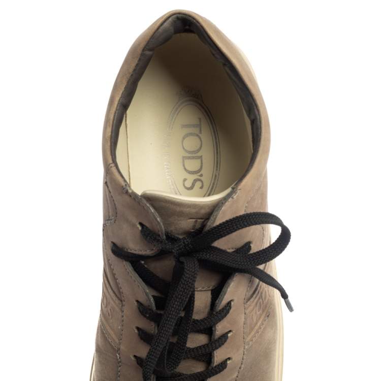 Pre Owned Tods Beige Nubuck Leather Low Top Sneakers Size 41.5 