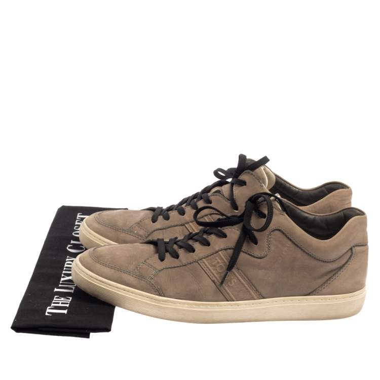 Pre Owned Tods Beige Nubuck Leather Low Top Sneakers Size 41.5 
