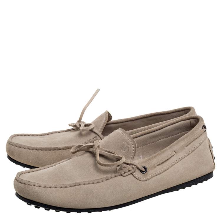 Pre Owned  Tod's Grey Suede Bow Slip On Loafers Size 41