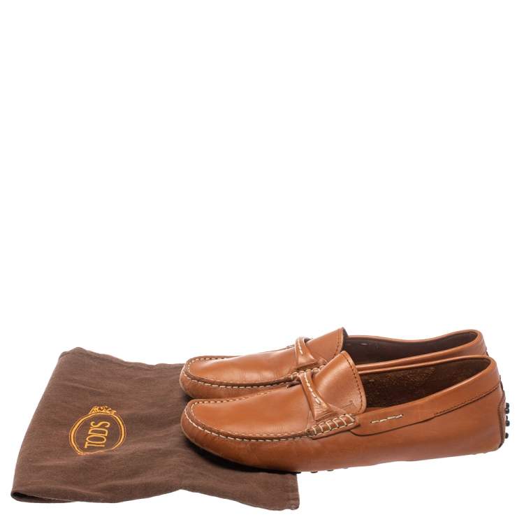مملوكة مسبقًا Tod's Brown Leather Driving Slip On Loafers Size 40.5
