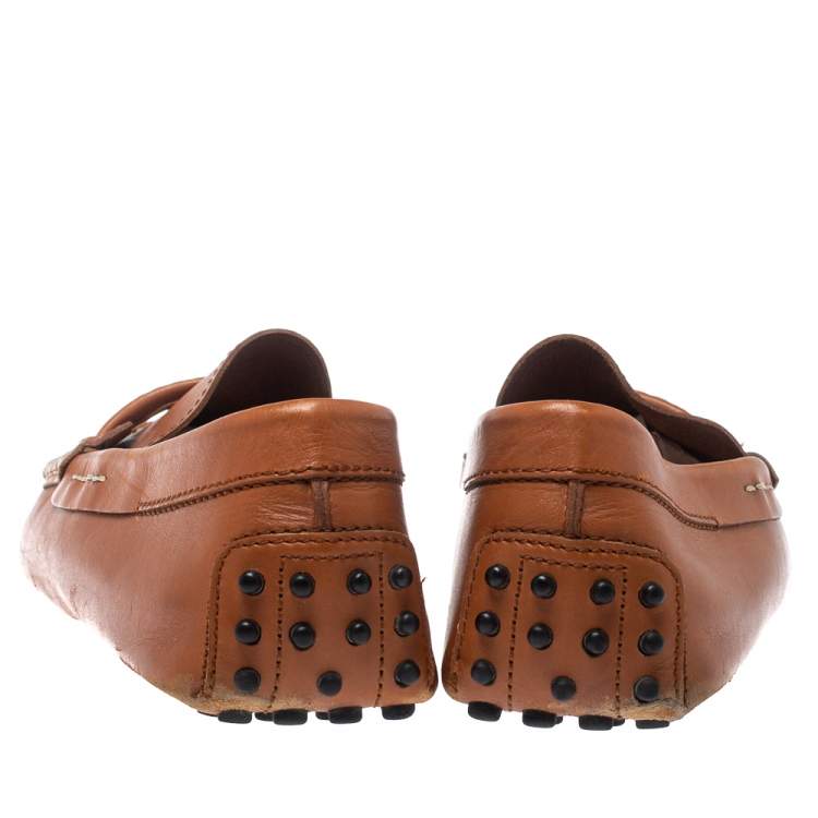 مملوكة مسبقًا Tod's Brown Leather Driving Slip On Loafers Size 40.5