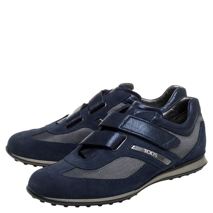 Pre Owned Tod's Blue Suede Leather And Nylon Low Top Sneakers Size 41