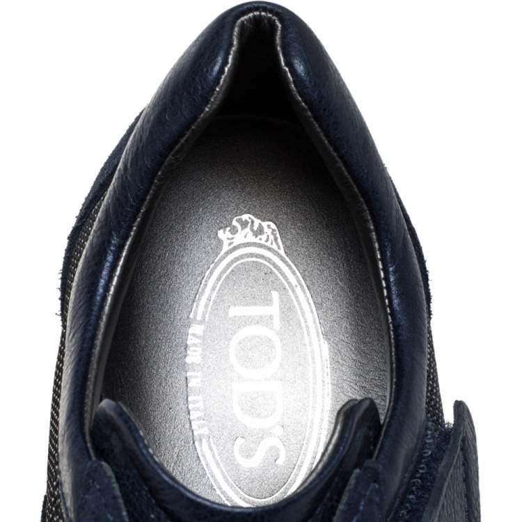 Pre Owned Tod's Blue Suede Leather And Nylon Low Top Sneakers Size 41