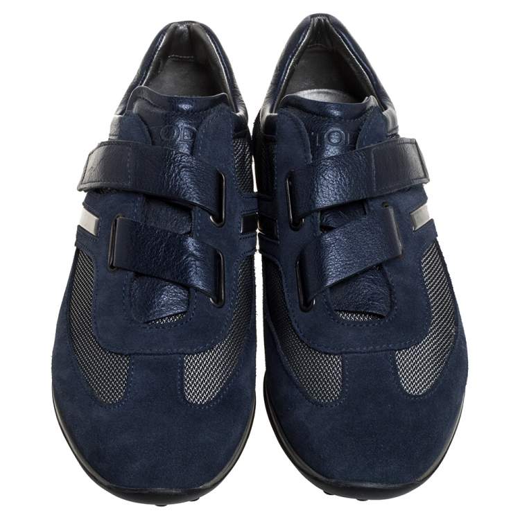 Pre Owned Tod's Blue Suede Leather And Nylon Low Top Sneakers Size 41