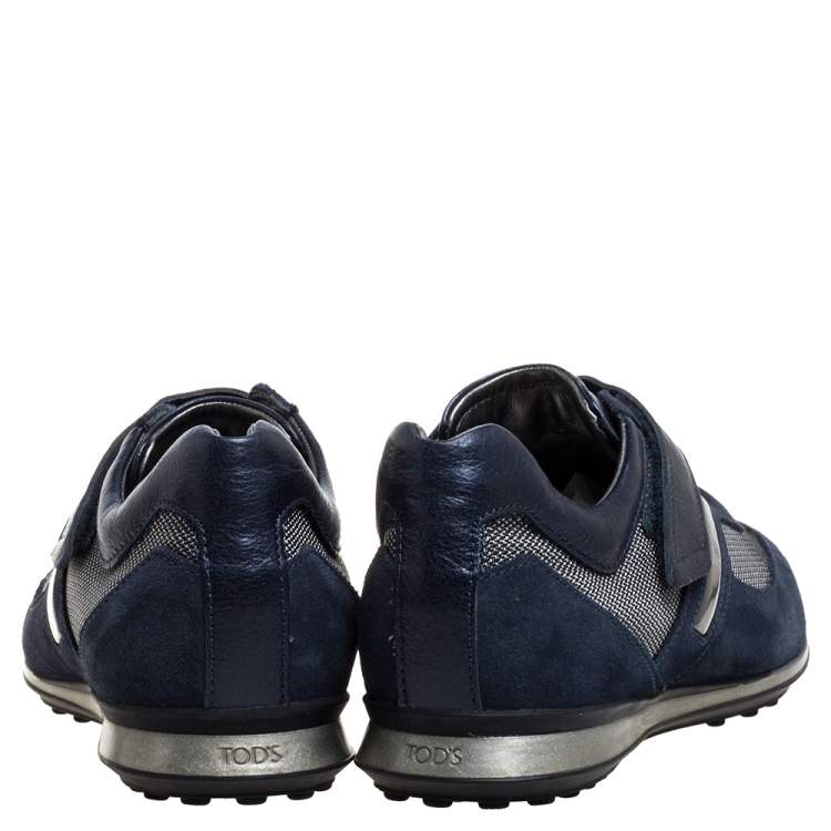 Pre Owned Tod's Blue Suede Leather And Nylon Low Top Sneakers Size 41