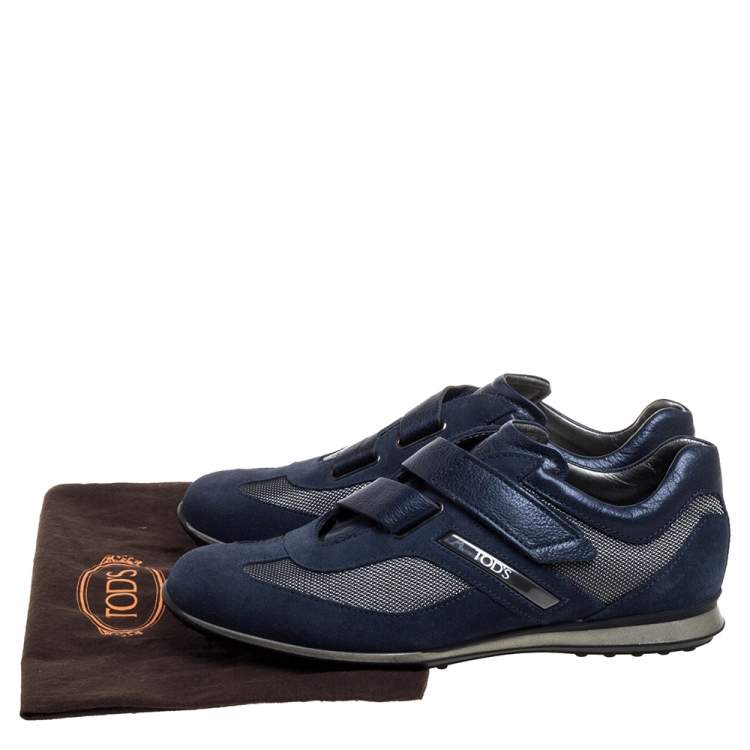 Pre Owned Tod's Blue Suede Leather And Nylon Low Top Sneakers Size 41