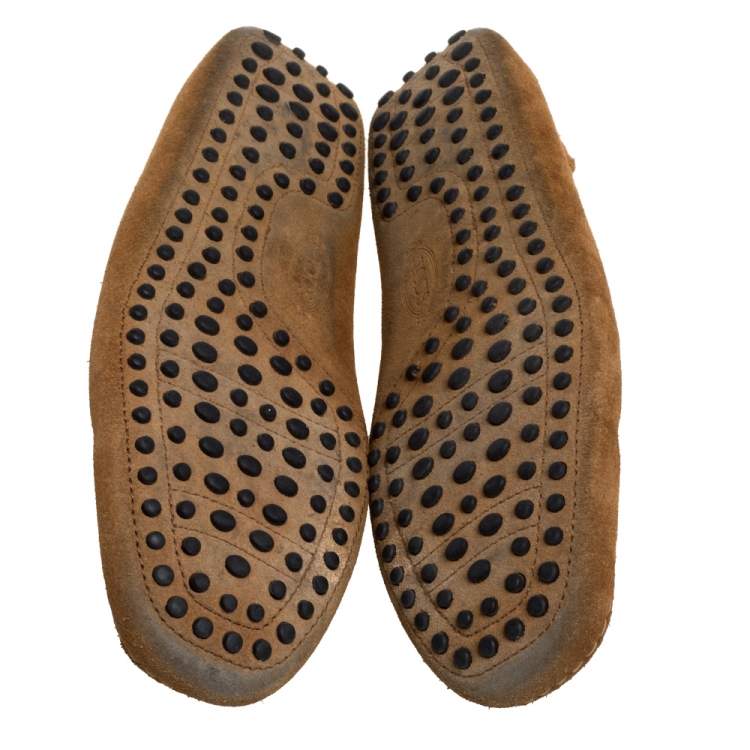 Pre Owned Tod's Brown Suede Slip On Loafers Size 41.5