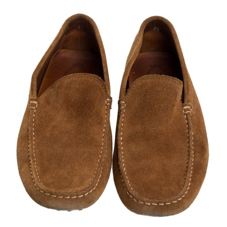 Pre Owned Tod's Brown Suede Slip On Loafers Size 41.5