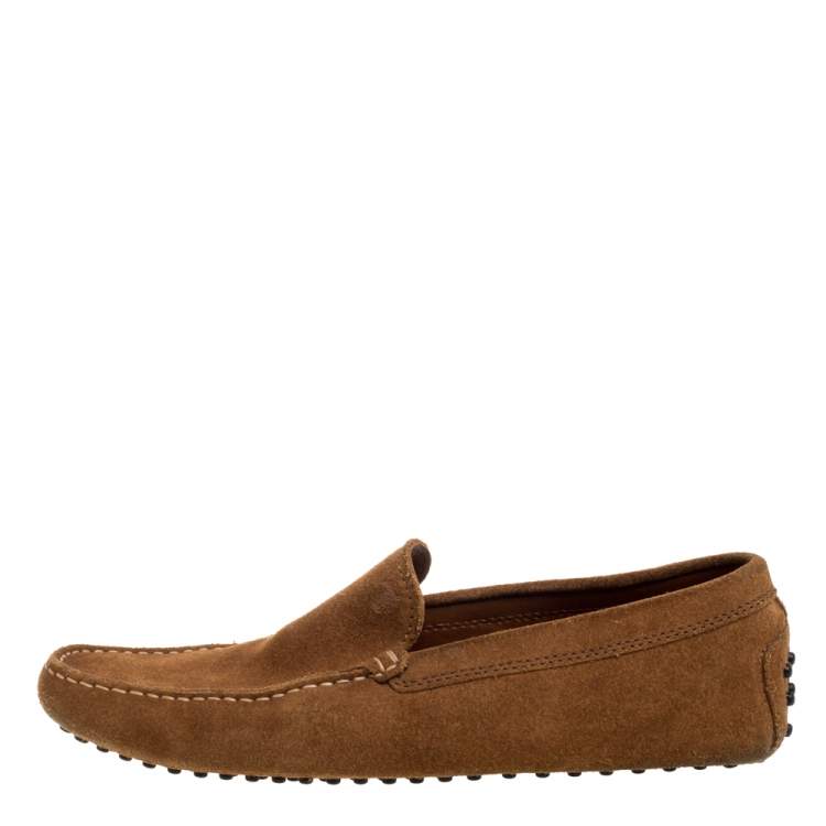 Pre Owned Tod's Brown Suede Slip On Loafers Size 41.5