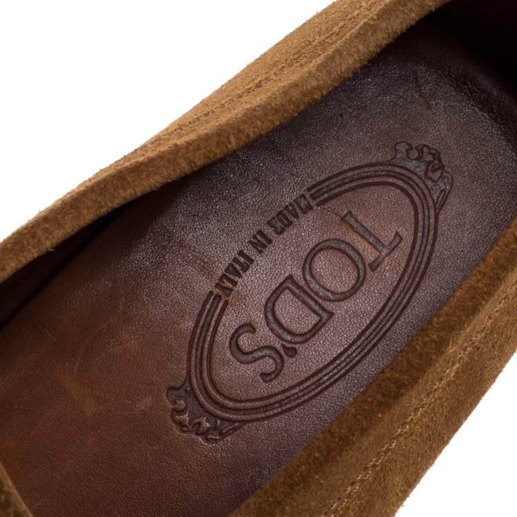 Pre Owned Tod's Brown Suede Slip On Loafers Size 41.5