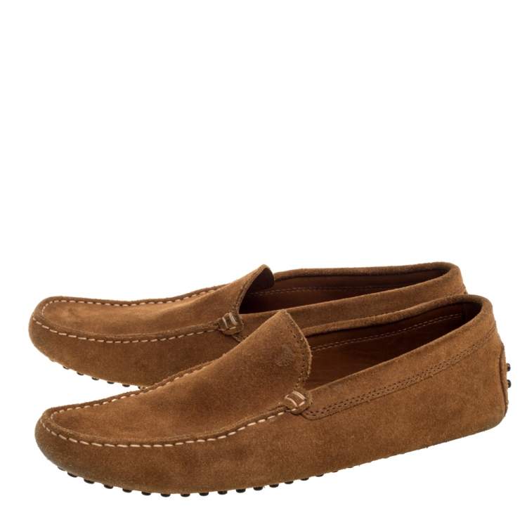 Pre Owned Tod's Brown Suede Slip On Loafers Size 41.5