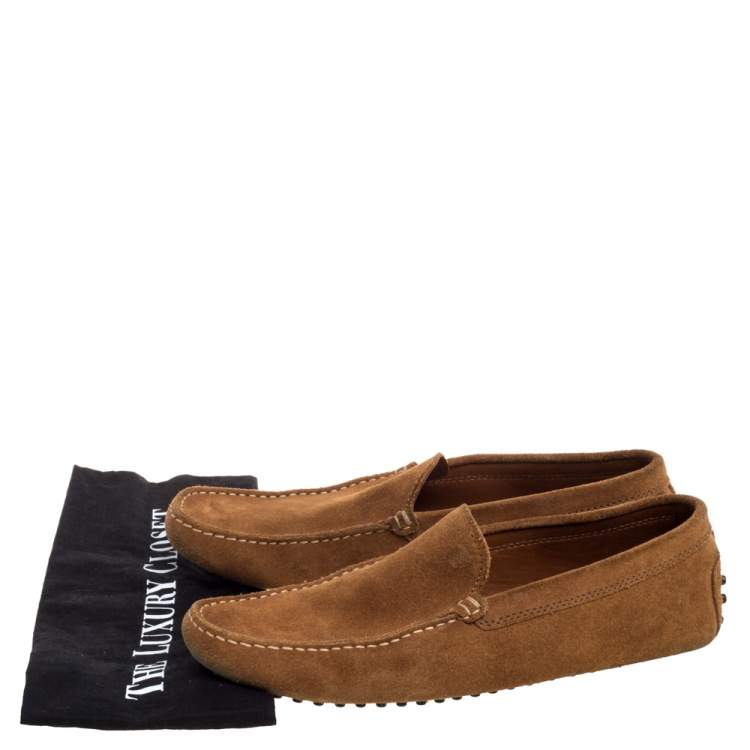Pre Owned Tod's Brown Suede Slip On Loafers Size 41.5