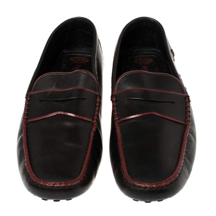 Pre Owned Tod's Black Leather Penny Loafers Size 43