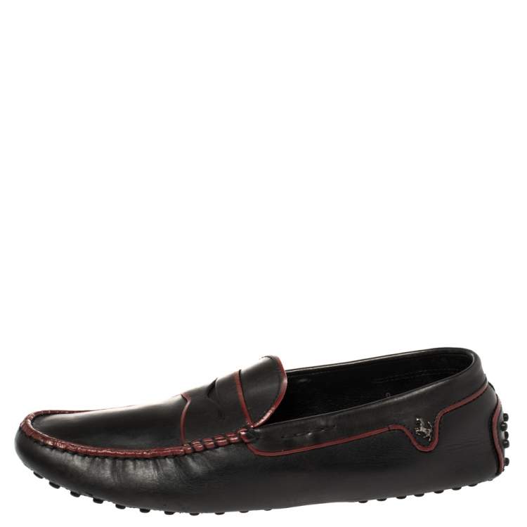 Pre Owned Tod's Black Leather Penny Loafers Size 43