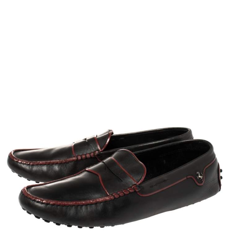 Pre Owned Tod's Black Leather Penny Loafers Size 43