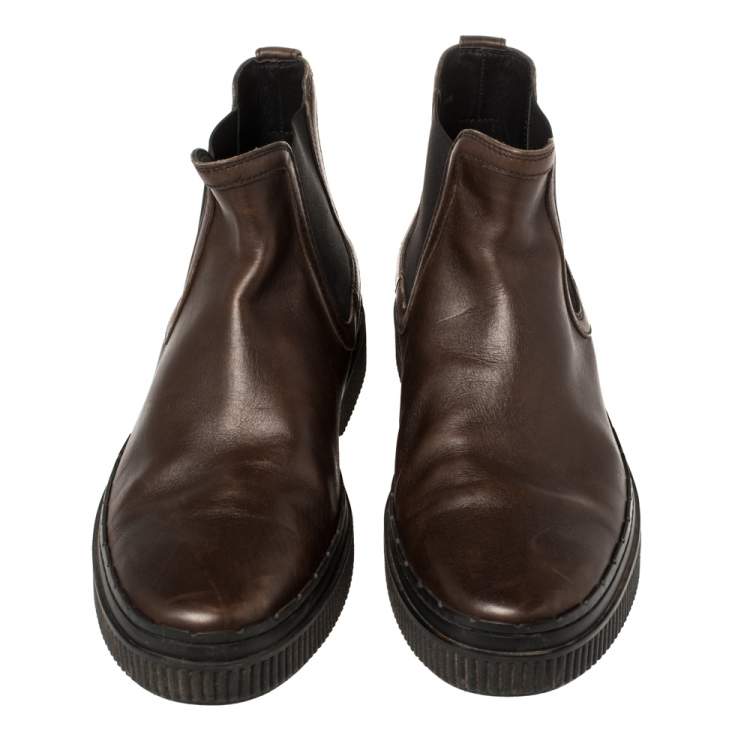 Pre Owned Tod's Brown Leather Slip On Ankle Boots Size 39.5