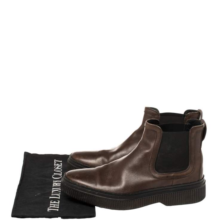 Pre Owned Tod's Brown Leather Slip On Ankle Boots Size 39.5