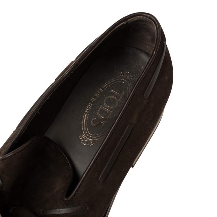 Pre Owned Tod's Brown Suede Tassel Slip On Loafers Size 43 