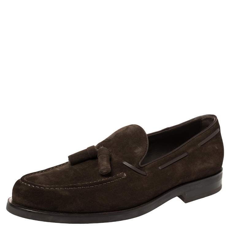Pre Owned Tod's Brown Suede Tassel Slip On Loafers Size 43 