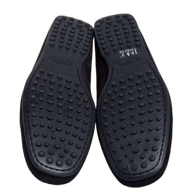Pre Owned Tod's Black Suede Bow Slip On Loafers Size 44.5