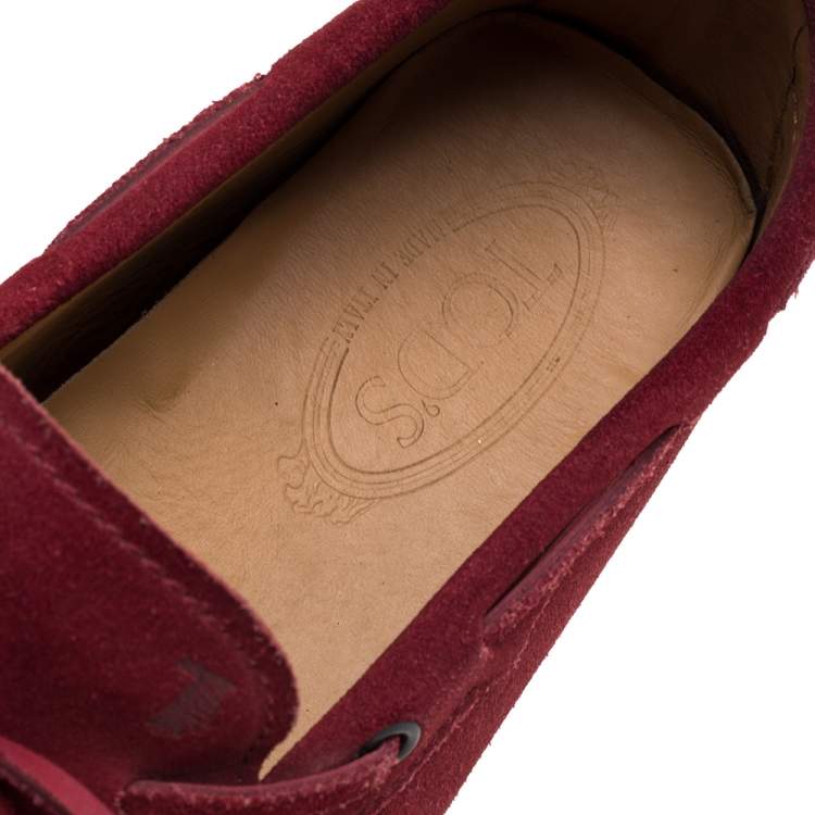 Pre Owned Tod's Burnt Red Suede City Gommino Bow Loafers Size 40