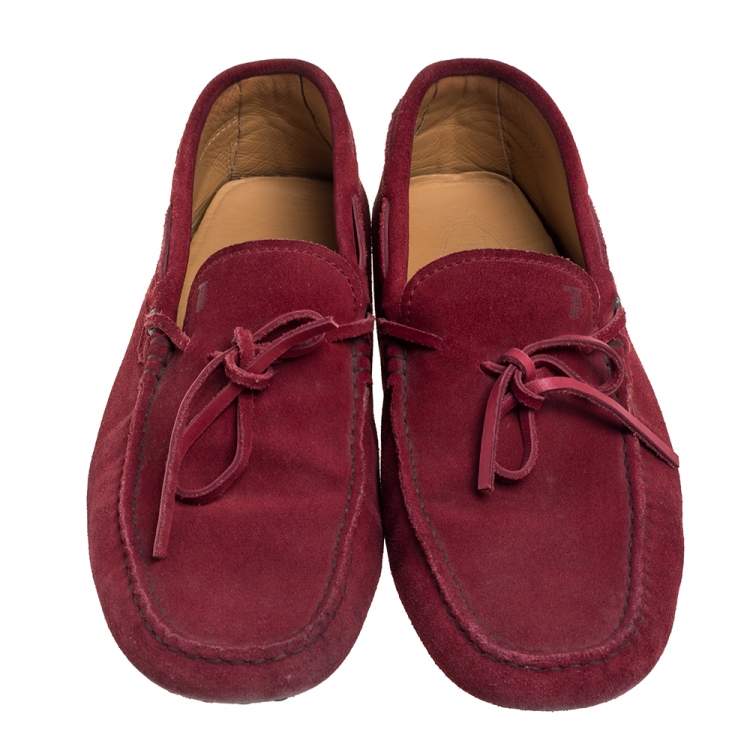 Pre Owned Tod's Burnt Red Suede City Gommino Bow Loafers Size 40