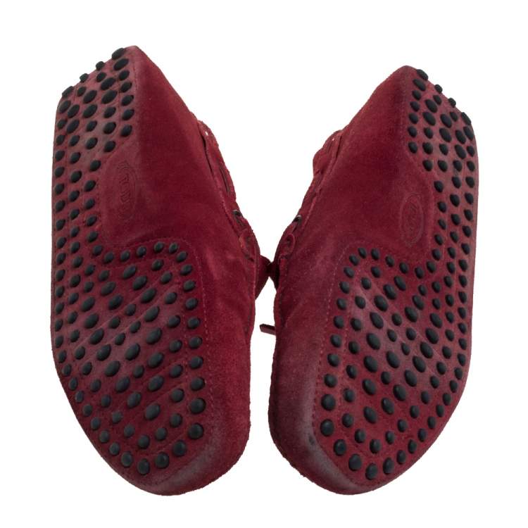 Pre Owned Tod's Burnt Red Suede City Gommino Bow Loafers Size 40