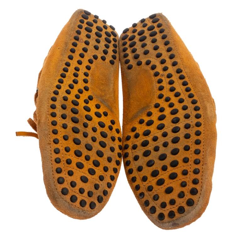 Pre Owned Tod's Yellow Suede  Bow Slip On Loafer Size 40