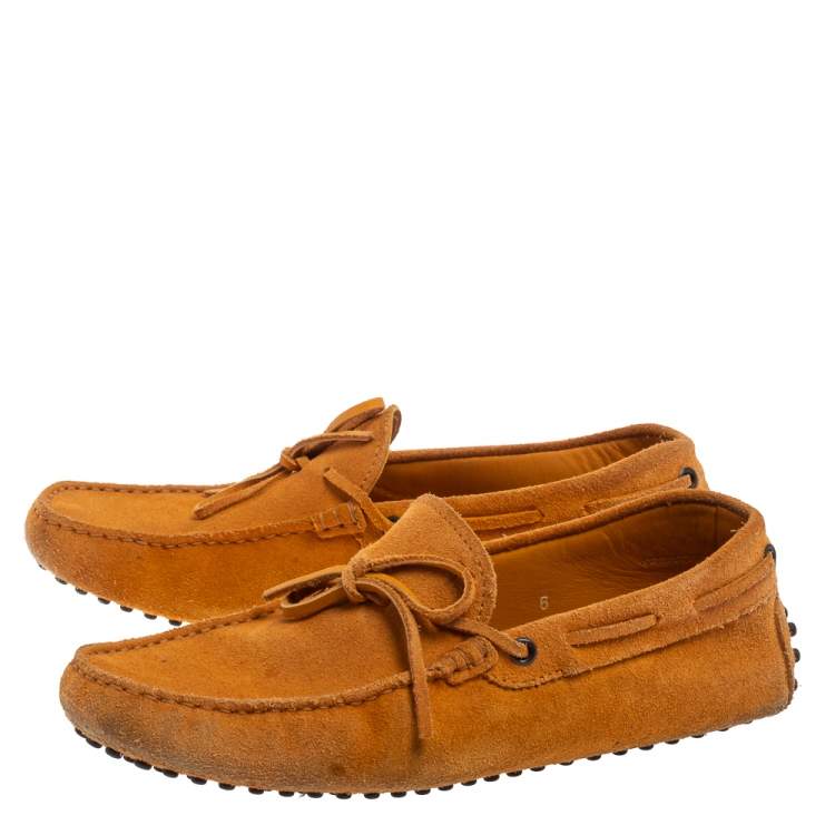 Pre Owned Tod's Yellow Suede  Bow Slip On Loafer Size 40