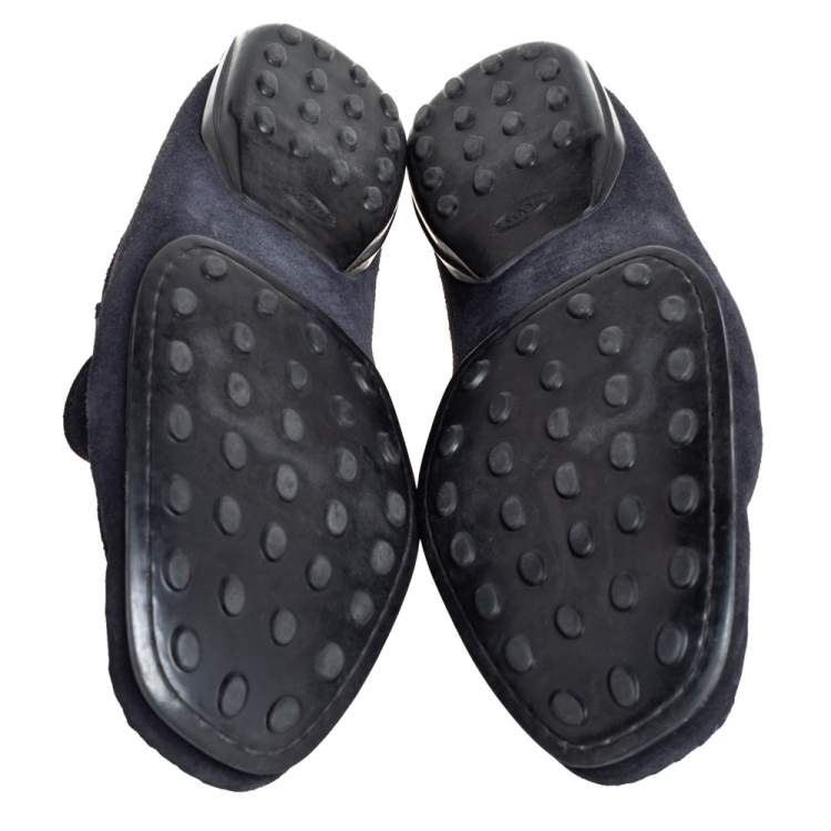 Pre Owned Tods Black Suede City Gommino Slip On Driving Loafer Size 46.5