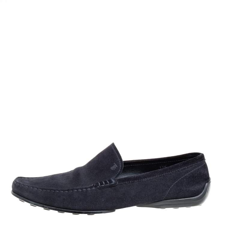 Pre Owned Tods Black Suede City Gommino Slip On Driving Loafer Size 46.5