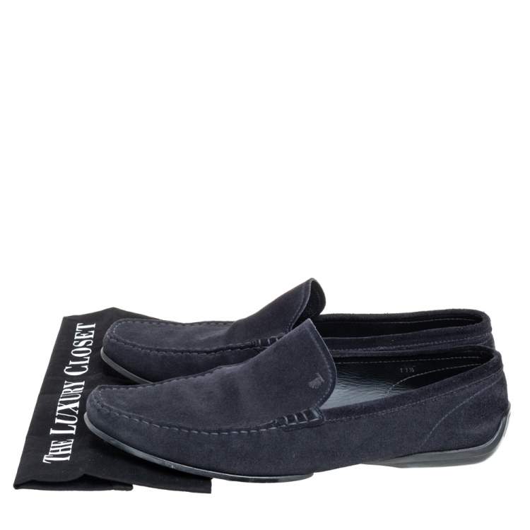 Pre Owned Tods Black Suede City Gommino Slip On Driving Loafer Size 46.5