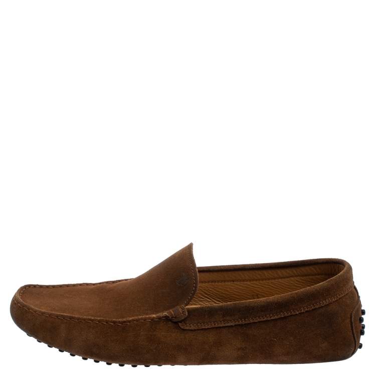 Pre Owned Tod's Brown Suede Gommino Slip On Loafers Size 45.5