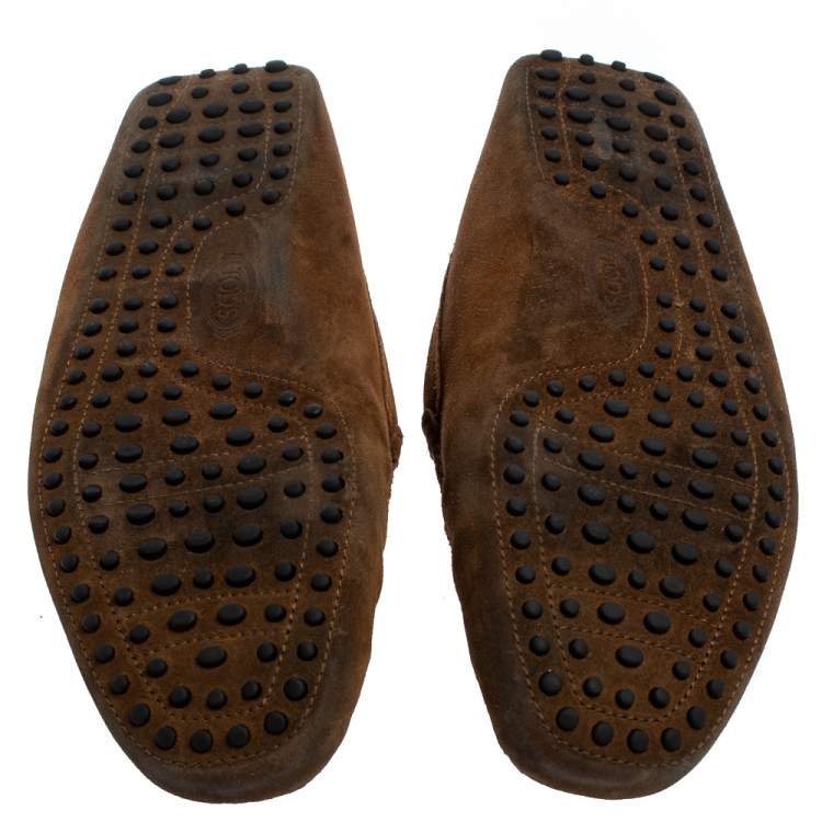 Pre Owned Tod's Brown Suede Gommino Slip On Loafers Size 45.5