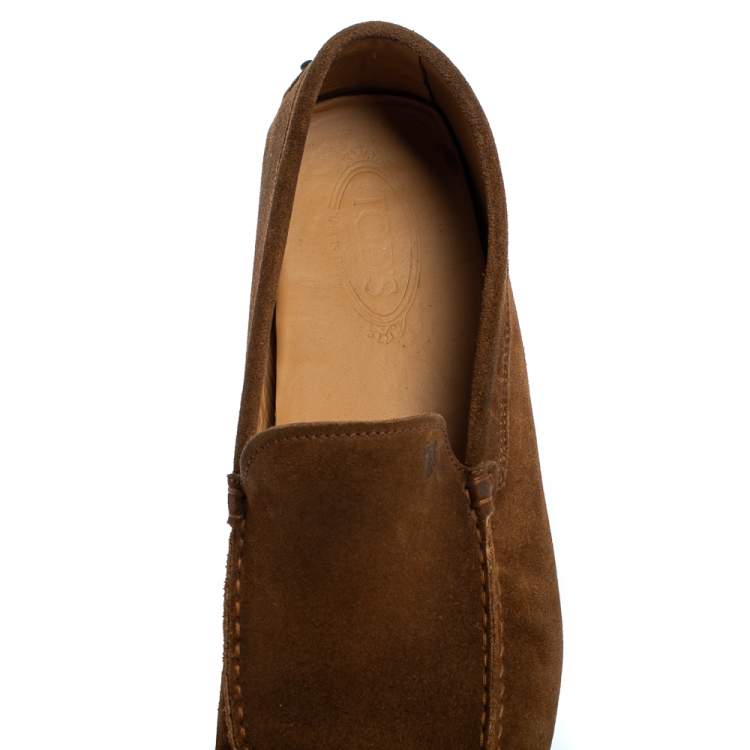 Pre Owned Tod's Brown Suede Gommino Slip On Loafers Size 45.5
