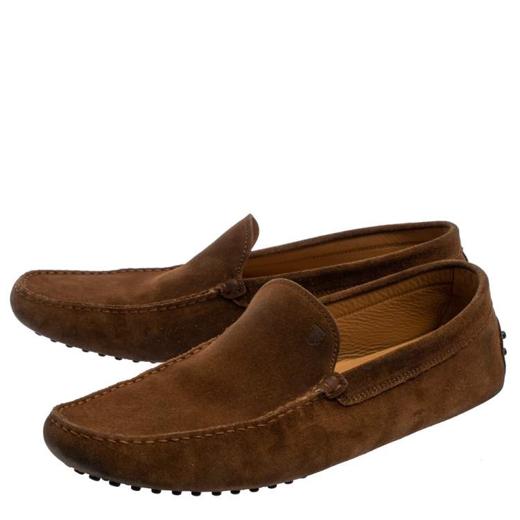Pre Owned Tod's Brown Suede Gommino Slip On Loafers Size 45.5