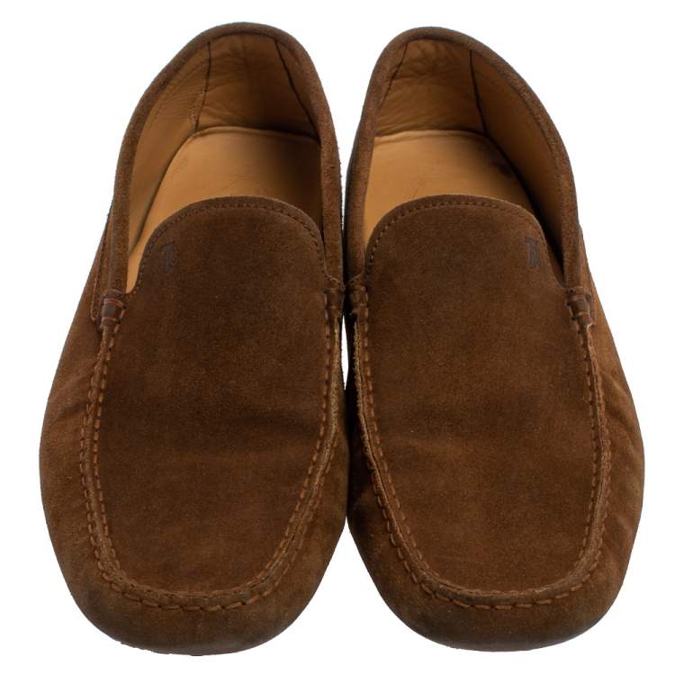 Pre Owned Tod's Brown Suede Gommino Slip On Loafers Size 45.5