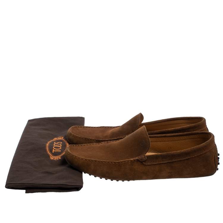 Pre Owned Tod's Brown Suede Gommino Slip On Loafers Size 45.5